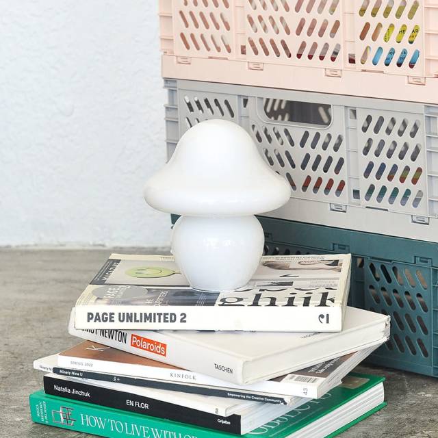 Lampara de vidrio para mesa USB vintage Mushroom