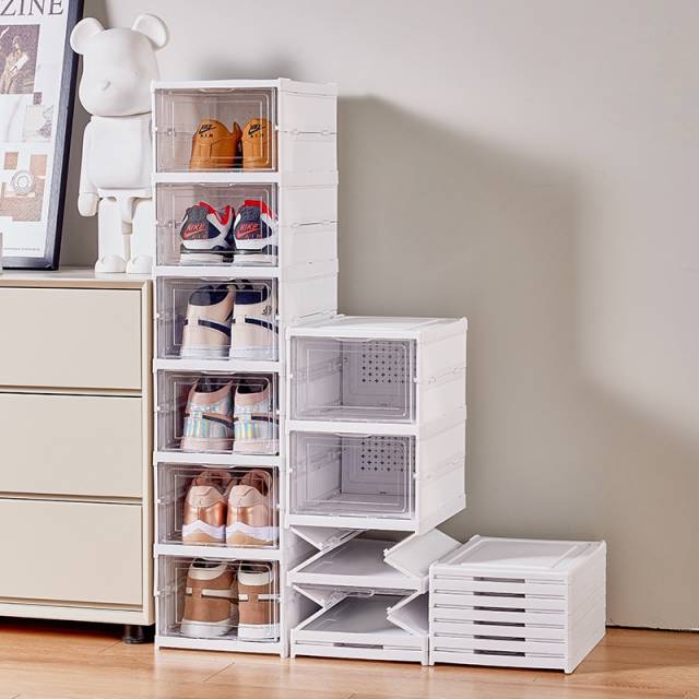 Zapatero plegable organizador de zapatos con tapas y puertas 3 niveles
