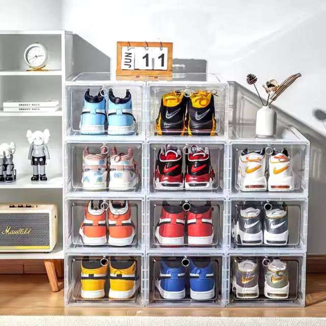 Caja zapatera apilable para ordenar zapatos dura