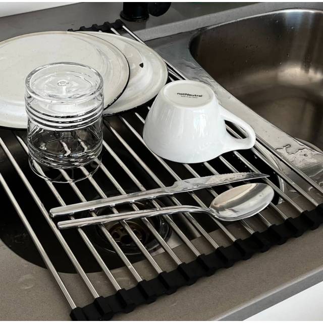 Escurridor de platos extensible enrollable fregadero
