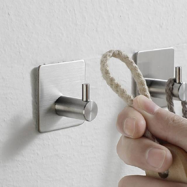 Gancho autoadhesivo acero inoxidable para colgar en la pared