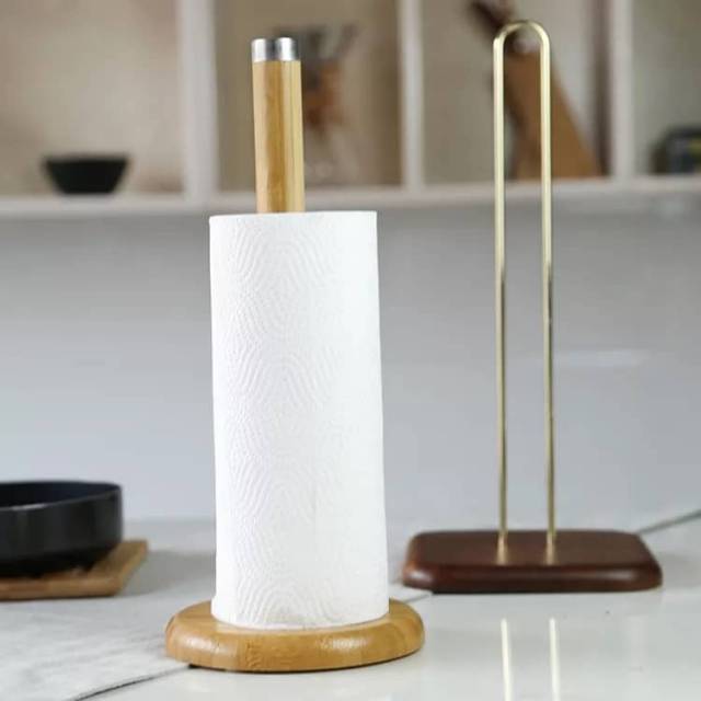 Soporte porta rollo papel de cocina de madera